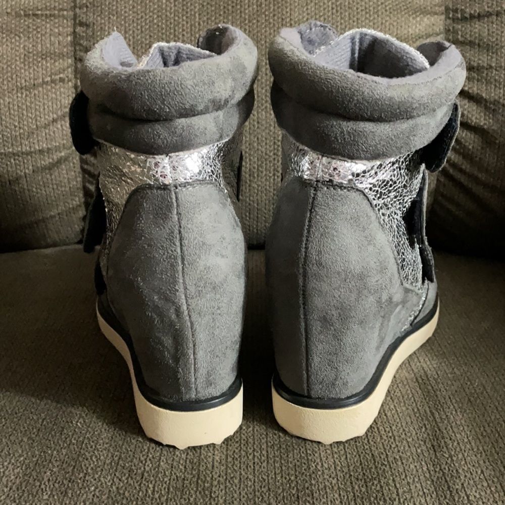 𝅺wedged Sneakers Silver  Grey Sz 36 - Picture 3 of 6